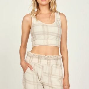 Vintage Havana Grunge Revival Winter Plaid Reverse Burnout Crop Top Tank NWT M
